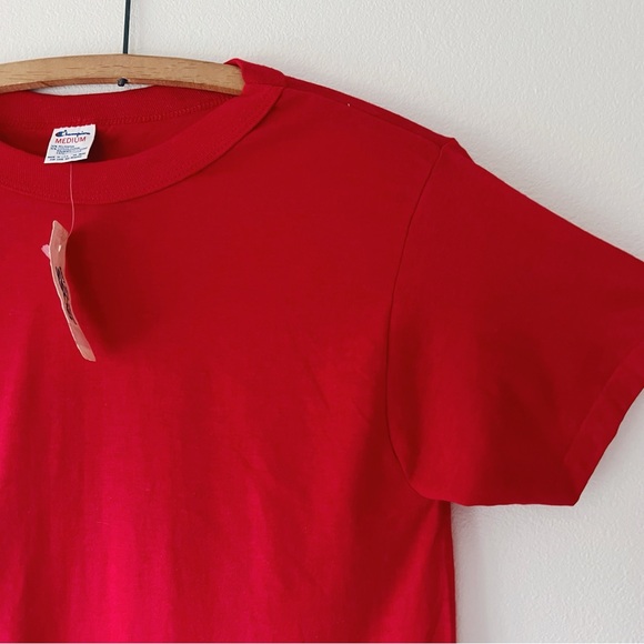 Vintage NOS 80’s Champion red solid single stitched blank t-shirt‎ size M New - Picture 4 of 7